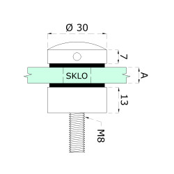 Svorka bodová plochá, sklo 6 - 12 mm, leštená AISI 304 Svorka bodová plochá, sklo 6 - 12 mm, leštená AISI 304